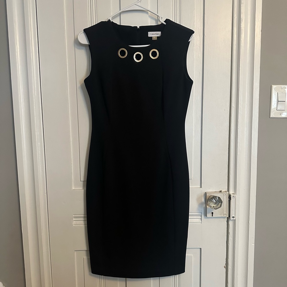 Calvin Klein dress with gold eyelets